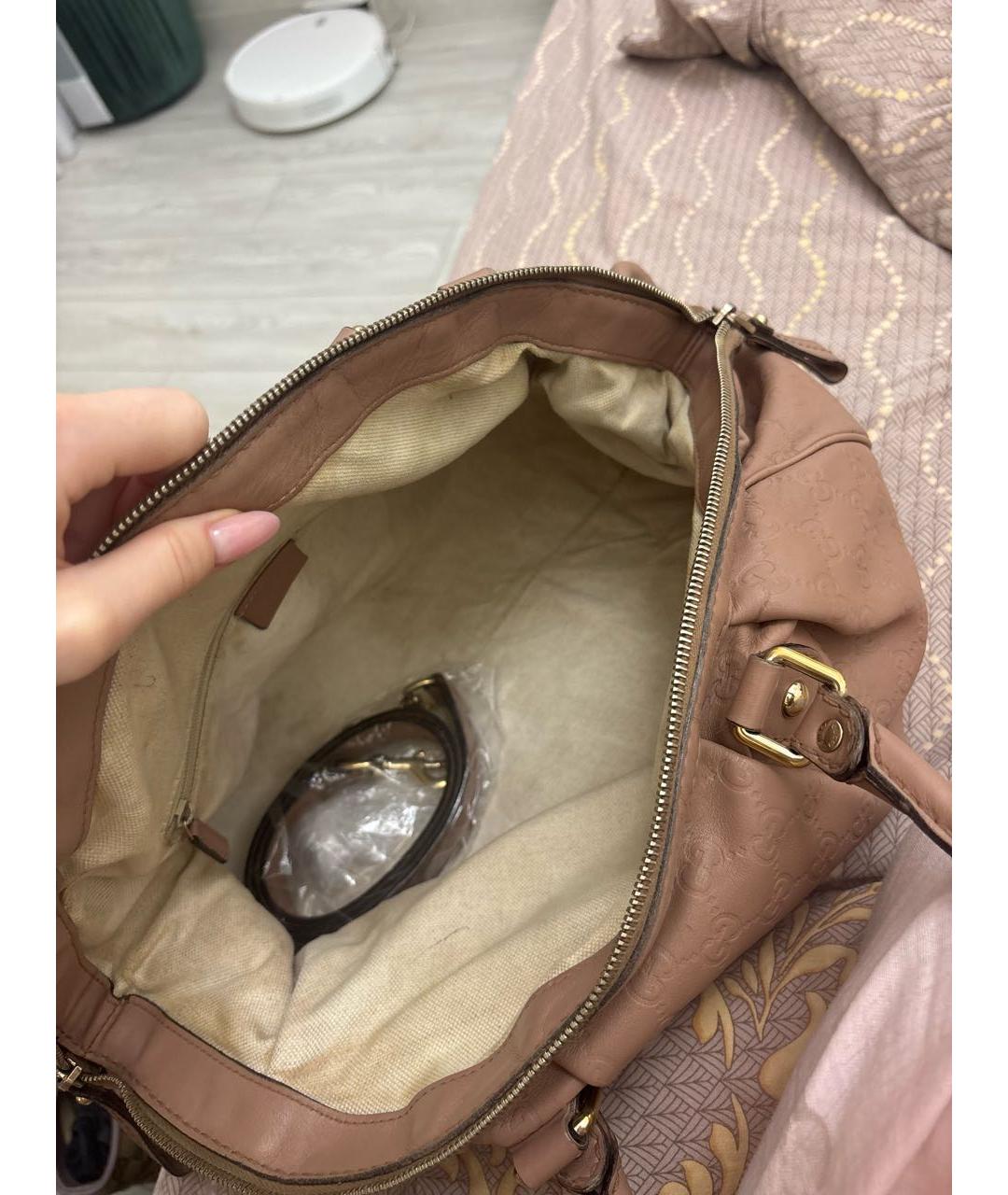 GUCCI Розовая кожаная сумка тоут, фото 4