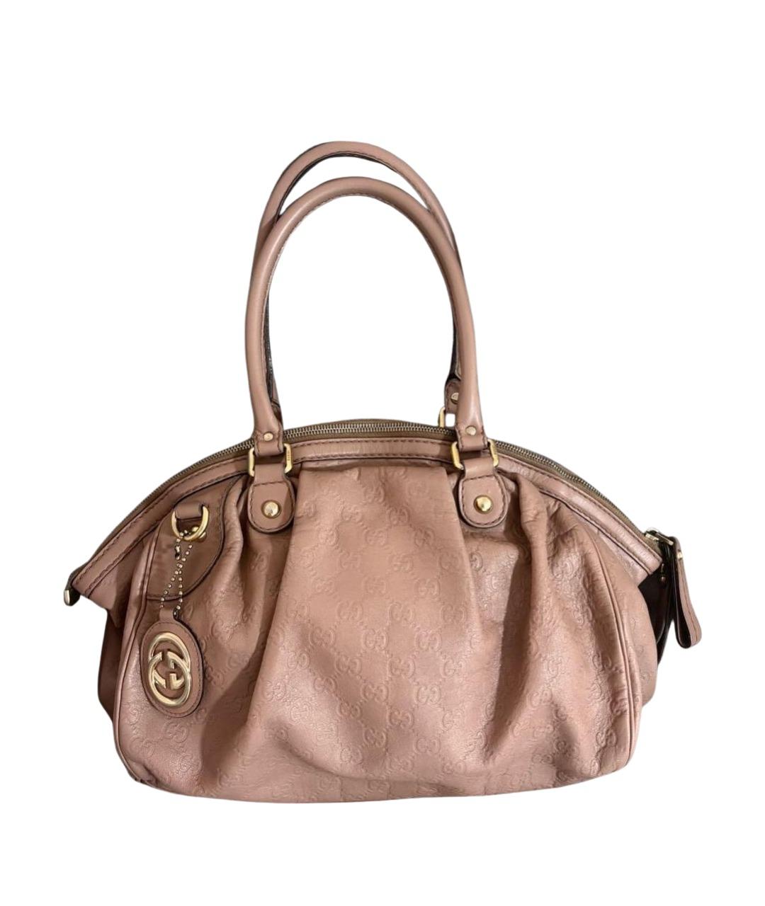 GUCCI Розовая кожаная сумка тоут, фото 1