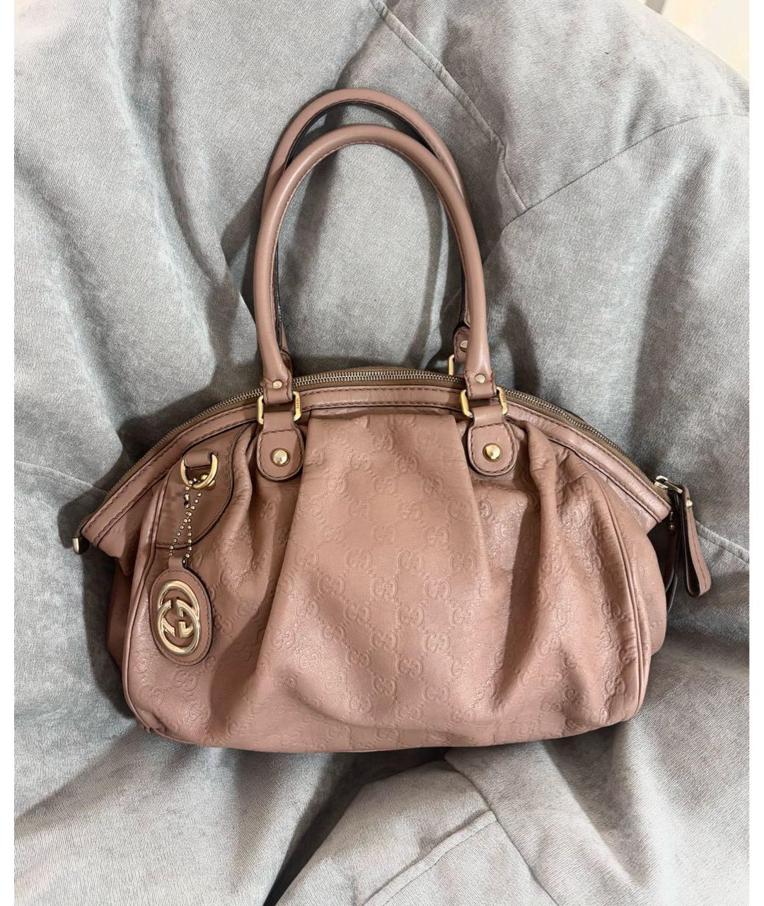 GUCCI Розовая кожаная сумка тоут, фото 9