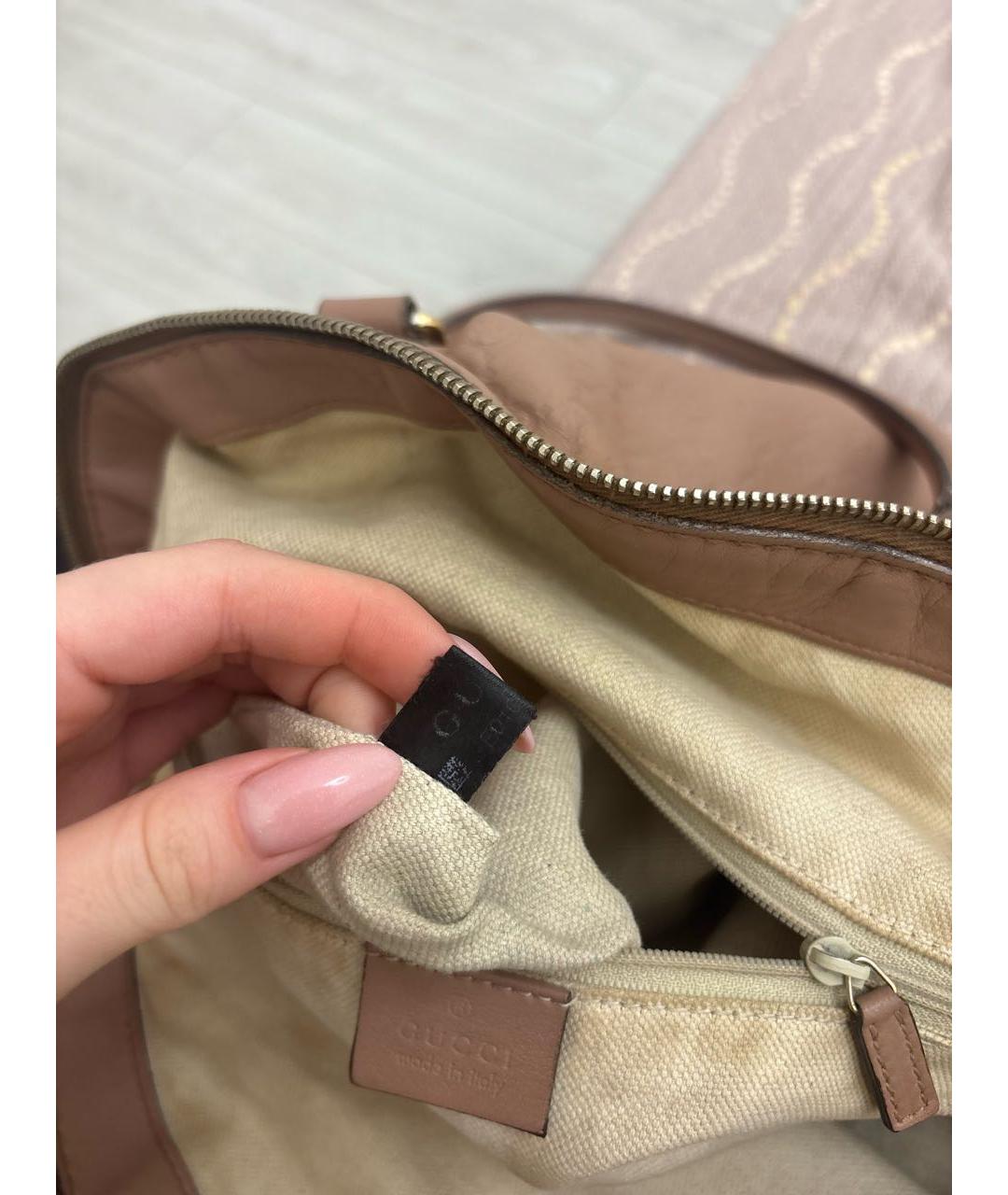 GUCCI Розовая кожаная сумка тоут, фото 8