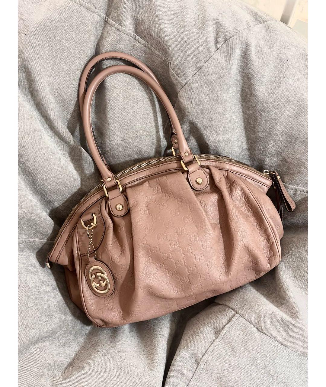 GUCCI Розовая кожаная сумка тоут, фото 2