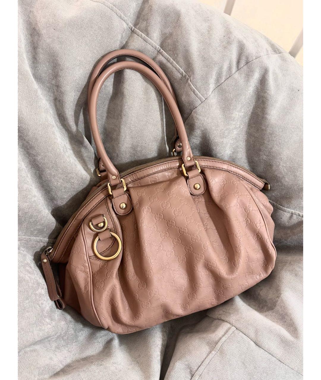 GUCCI Розовая кожаная сумка тоут, фото 3