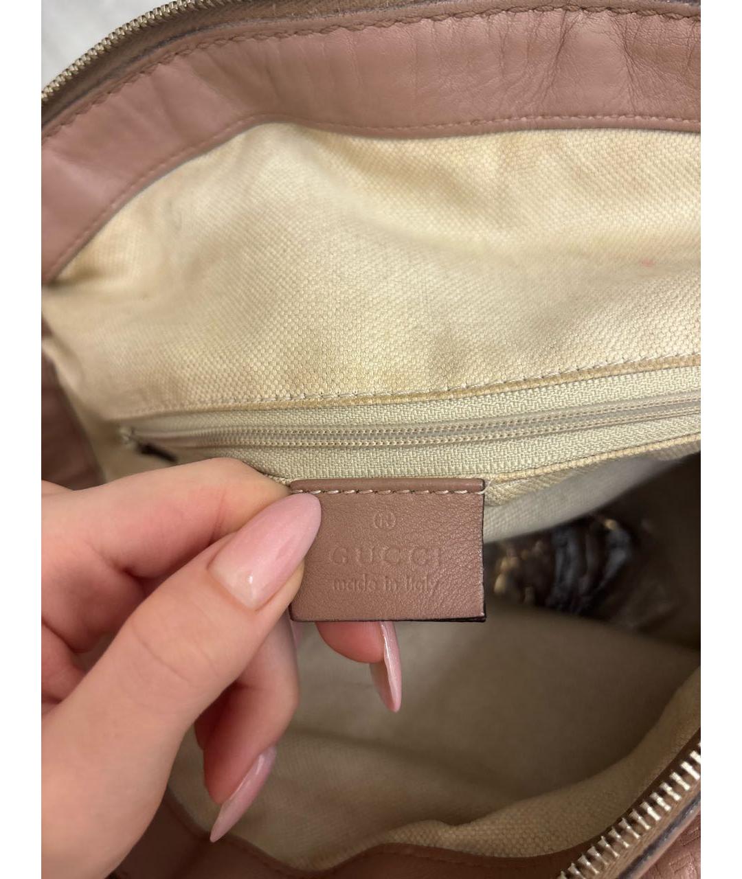 GUCCI Розовая кожаная сумка тоут, фото 5