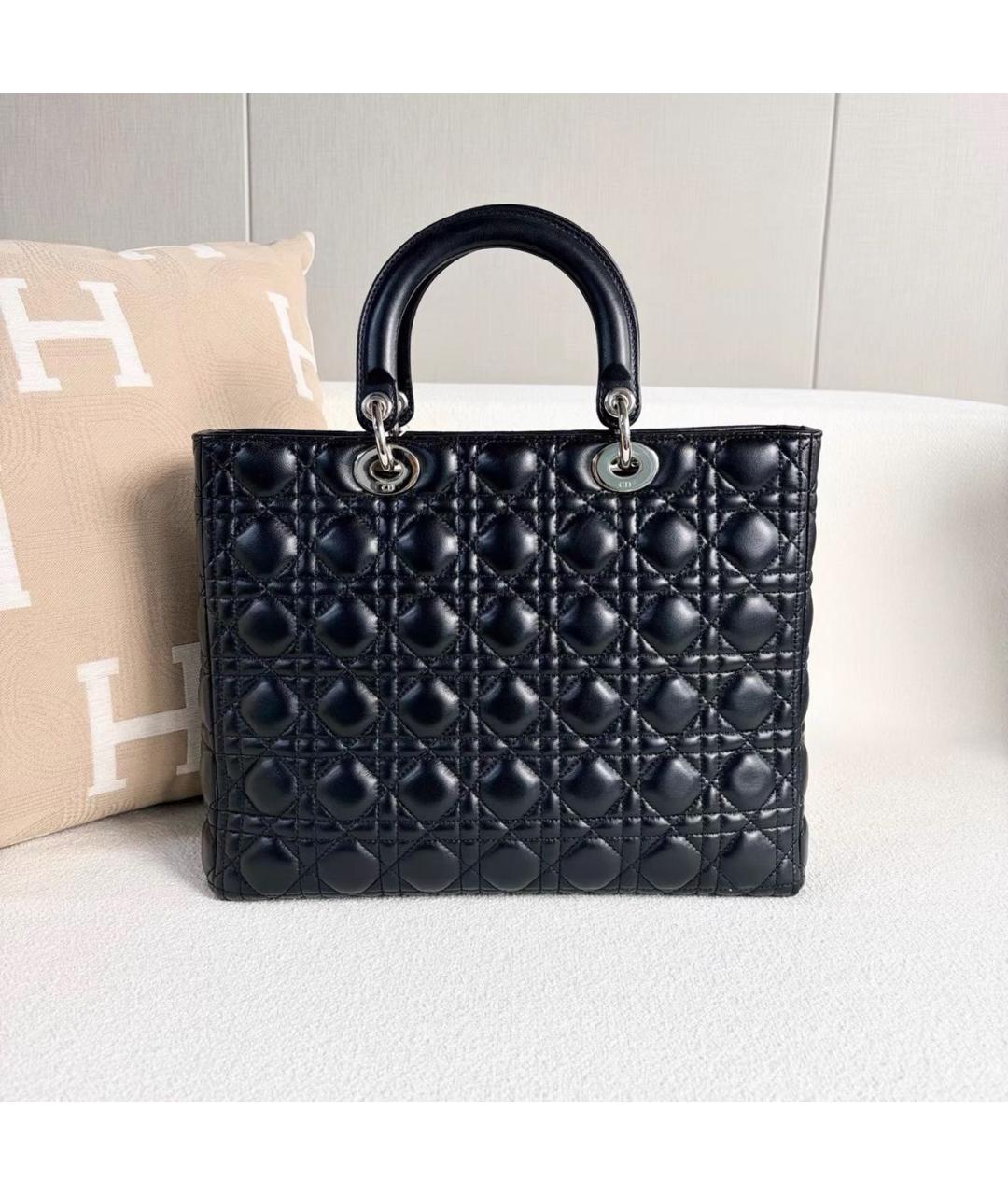 CHRISTIAN DIOR Черная кожаная сумка тоут, фото 3