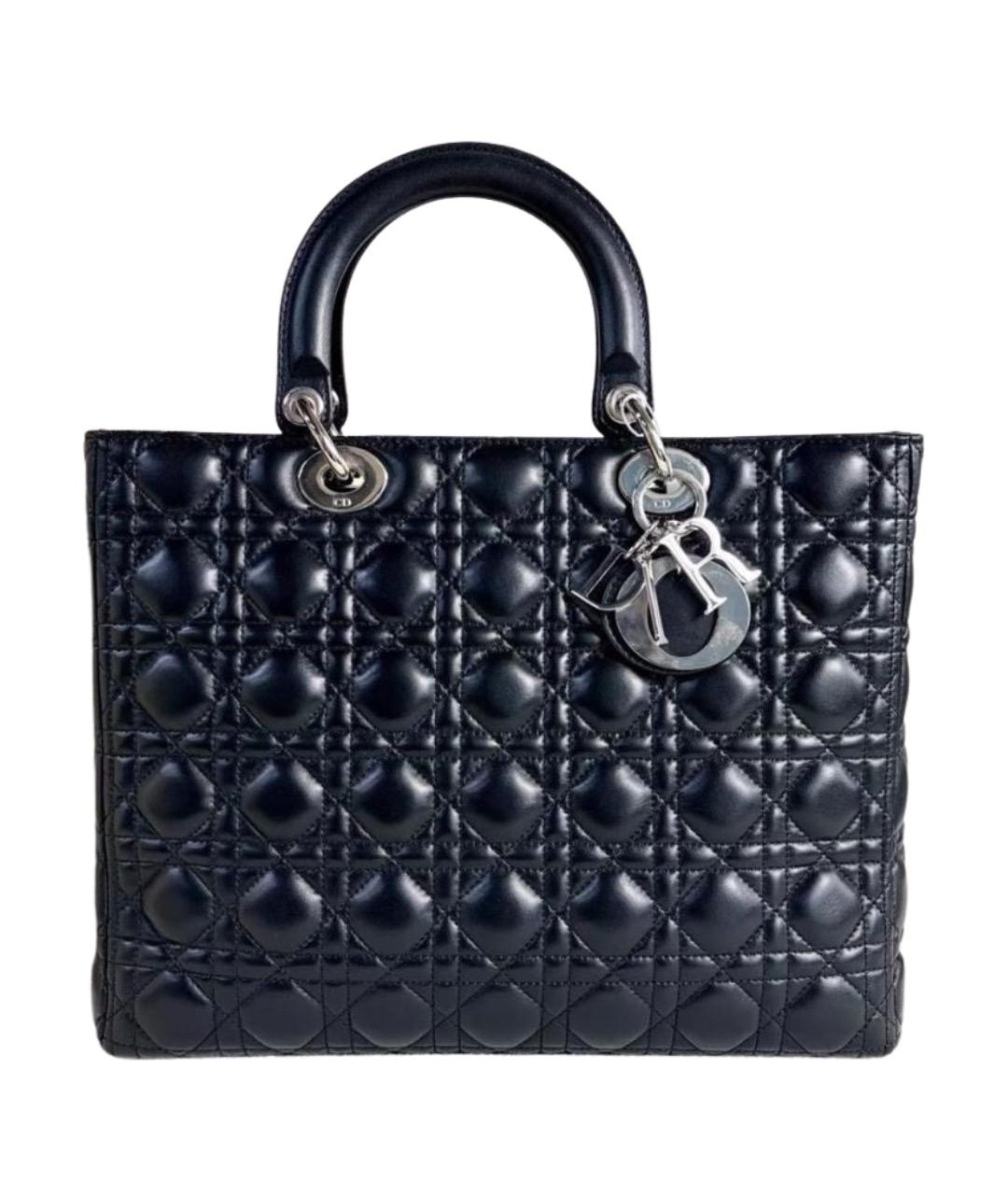 CHRISTIAN DIOR Черная кожаная сумка тоут, фото 1