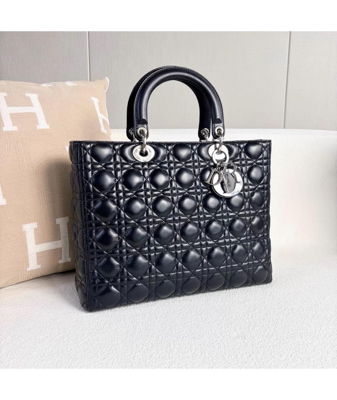 CHRISTIAN DIOR Черная кожаная сумка тоут, фото 6
