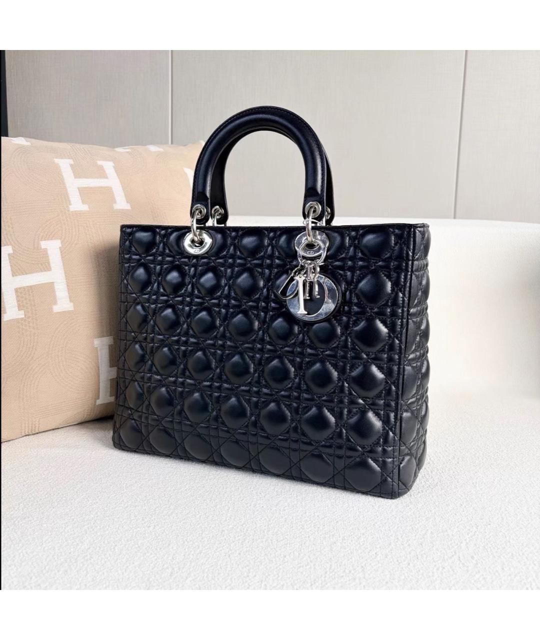 CHRISTIAN DIOR Черная кожаная сумка тоут, фото 4