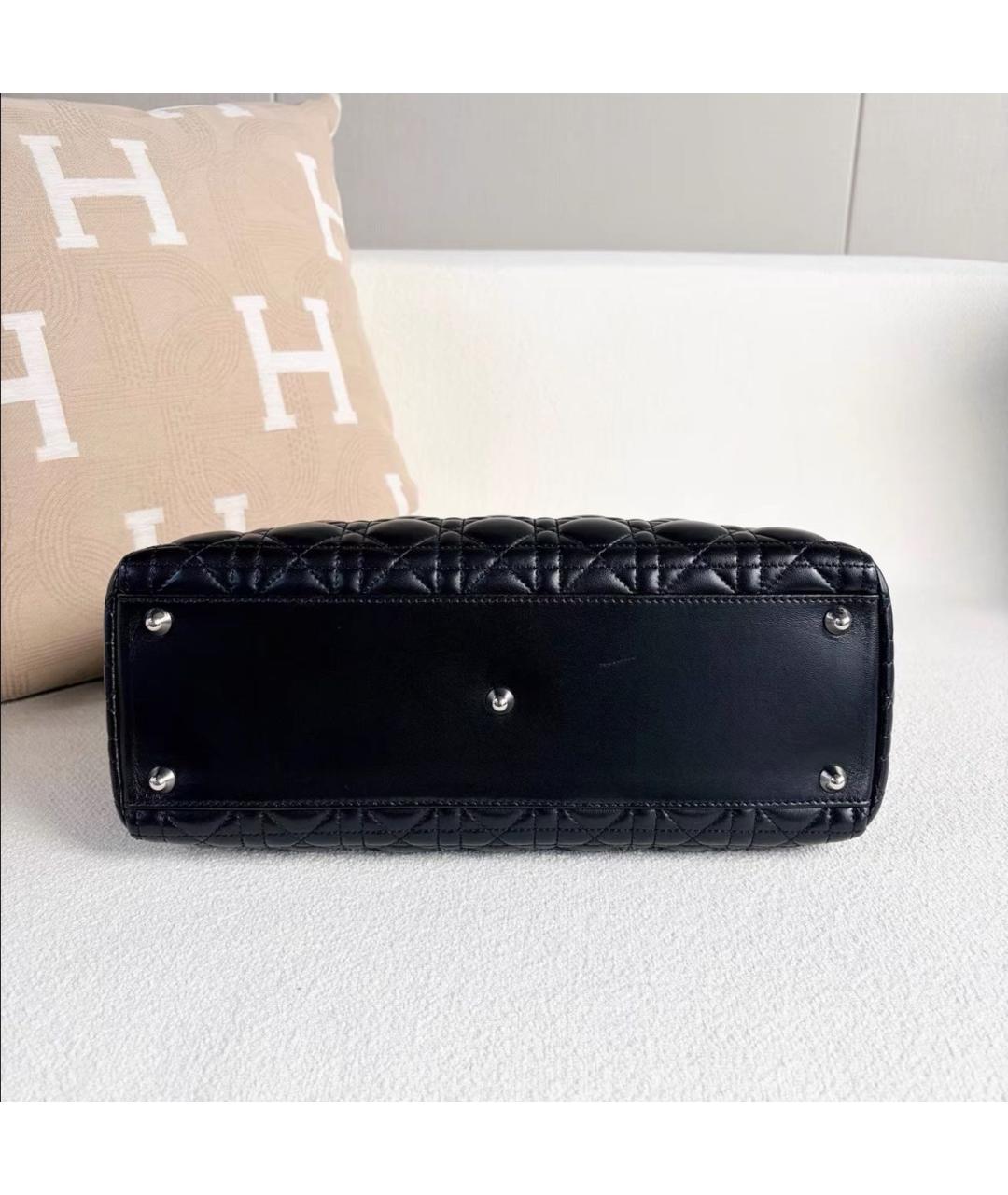 CHRISTIAN DIOR Черная кожаная сумка тоут, фото 5