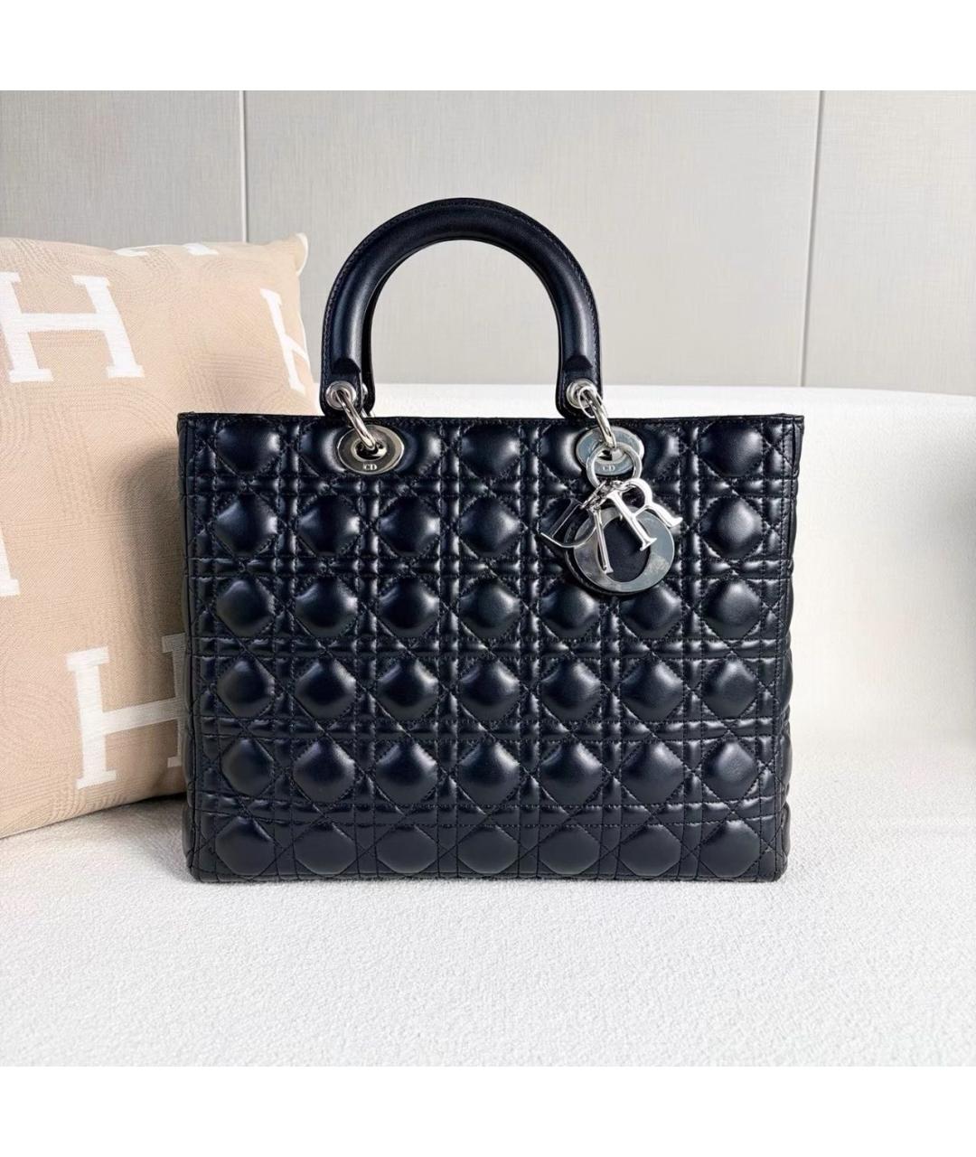CHRISTIAN DIOR Черная кожаная сумка тоут, фото 8