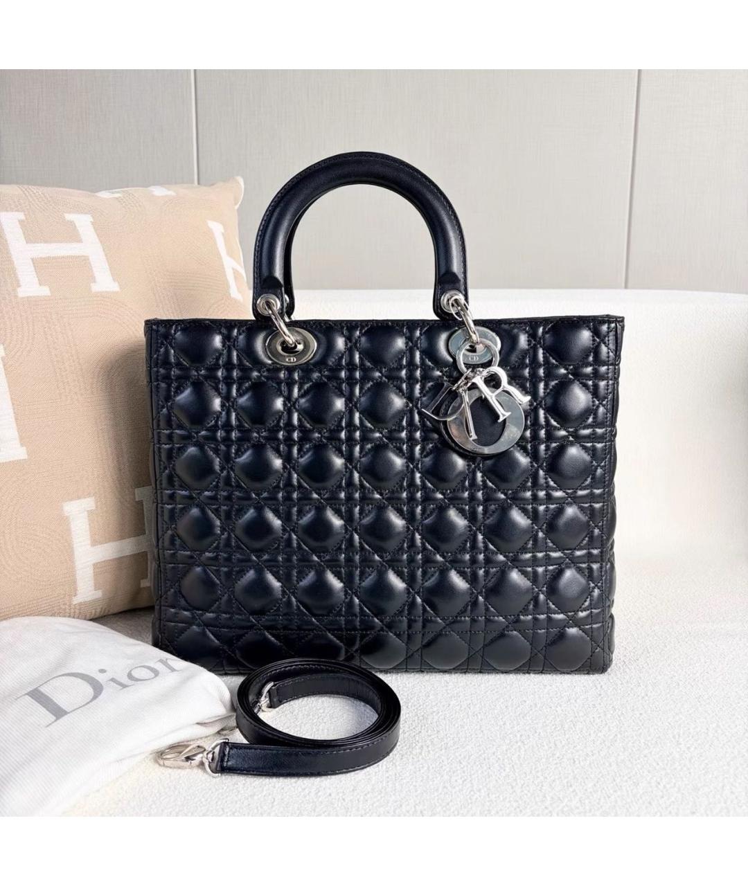 CHRISTIAN DIOR Черная кожаная сумка тоут, фото 2