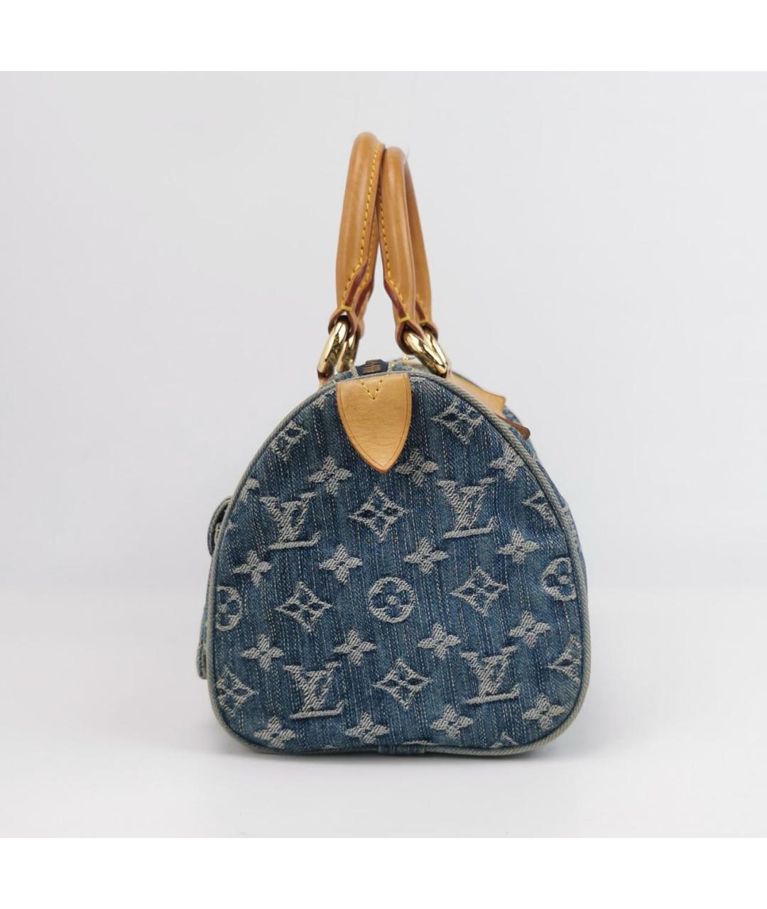 LOUIS VUITTON Голубая деним сумка с короткими ручками, фото 2