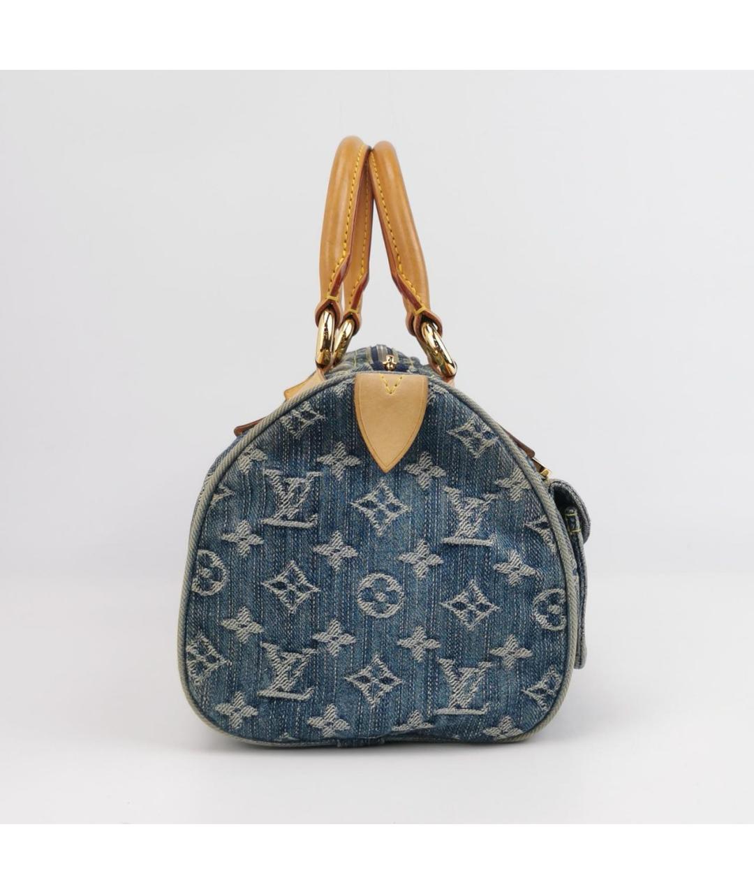 LOUIS VUITTON Голубая деним сумка с короткими ручками, фото 3