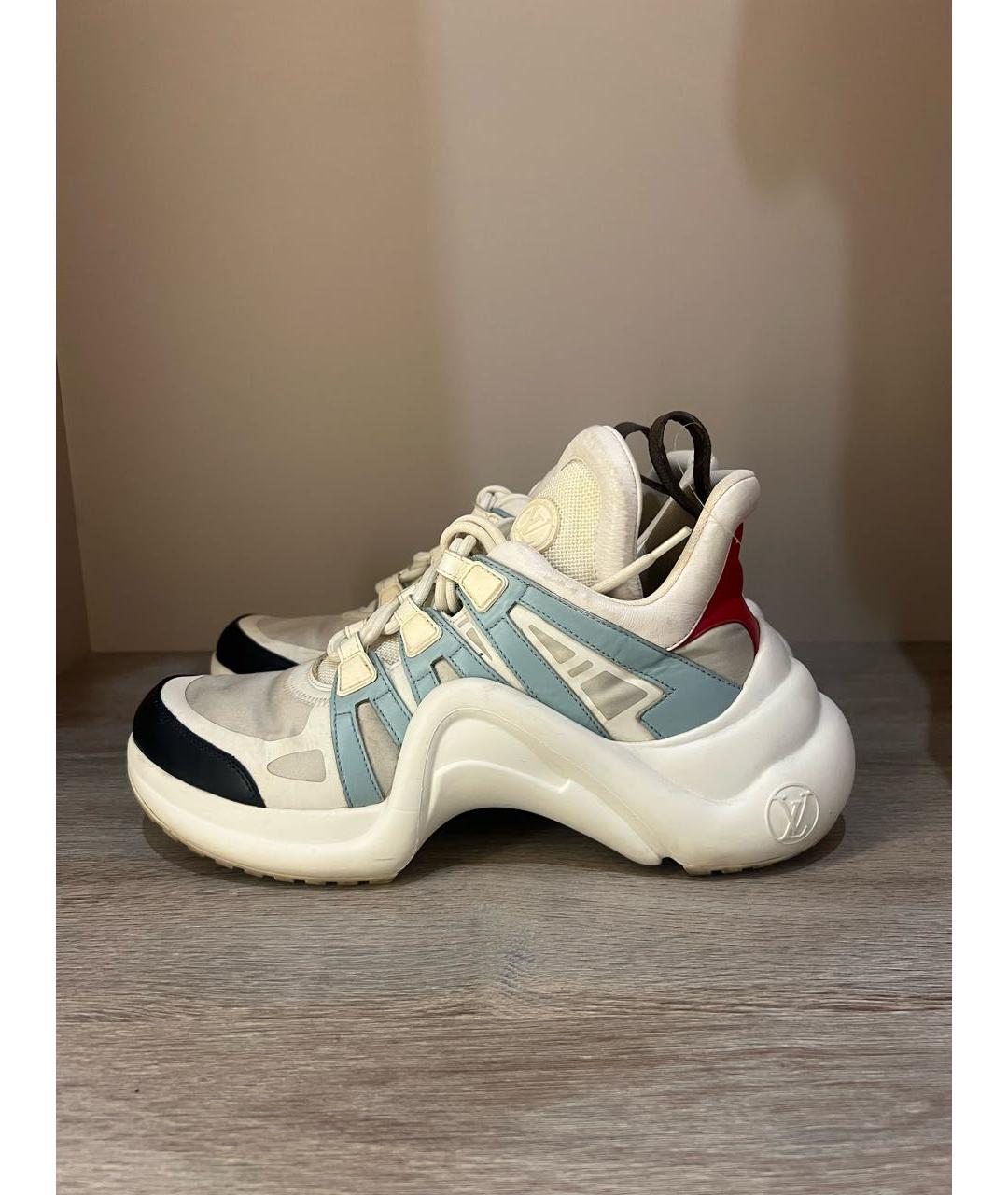 LOUIS VUITTON Белые кожаные кроссовки, фото 2