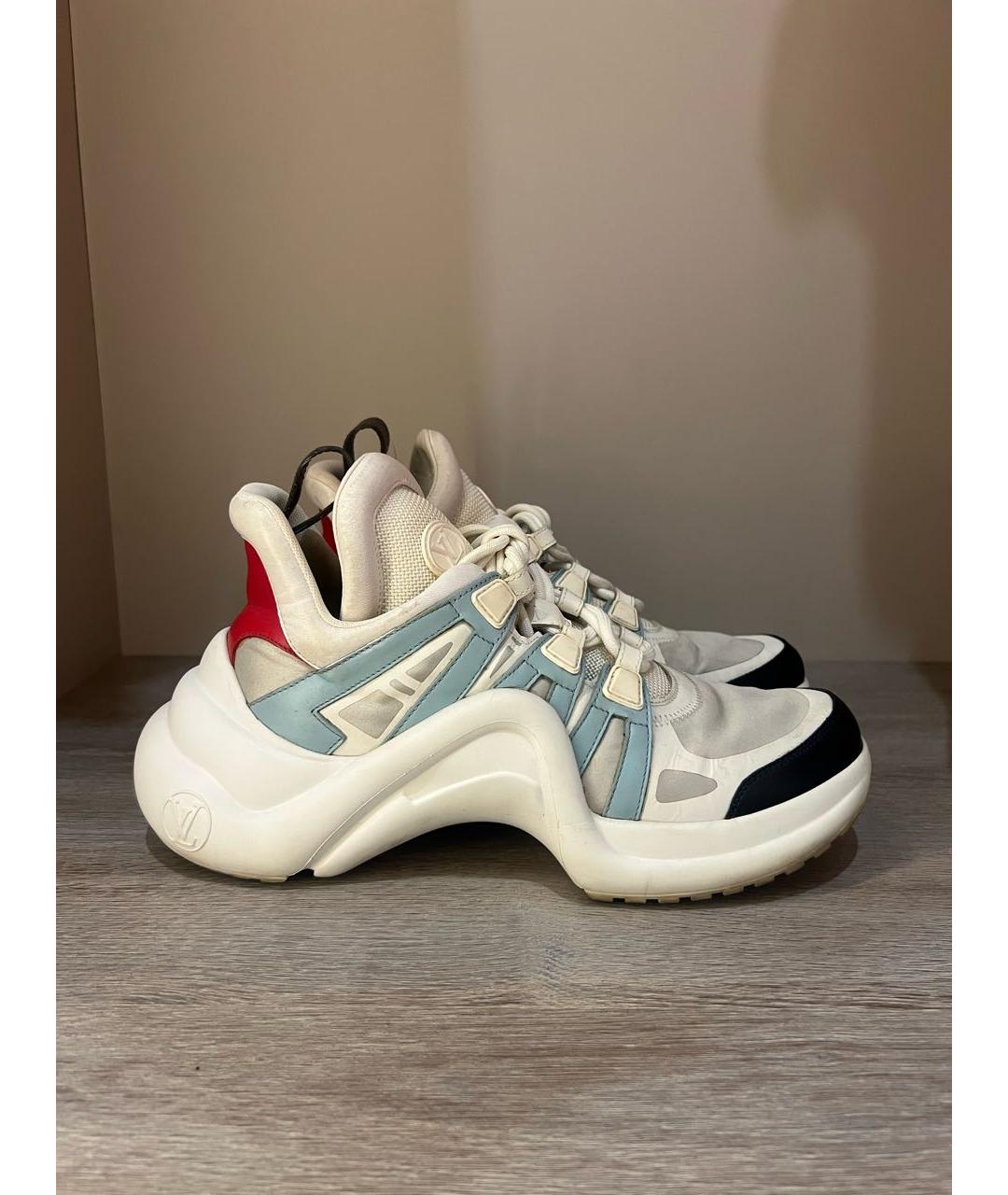 LOUIS VUITTON Белые кожаные кроссовки, фото 7