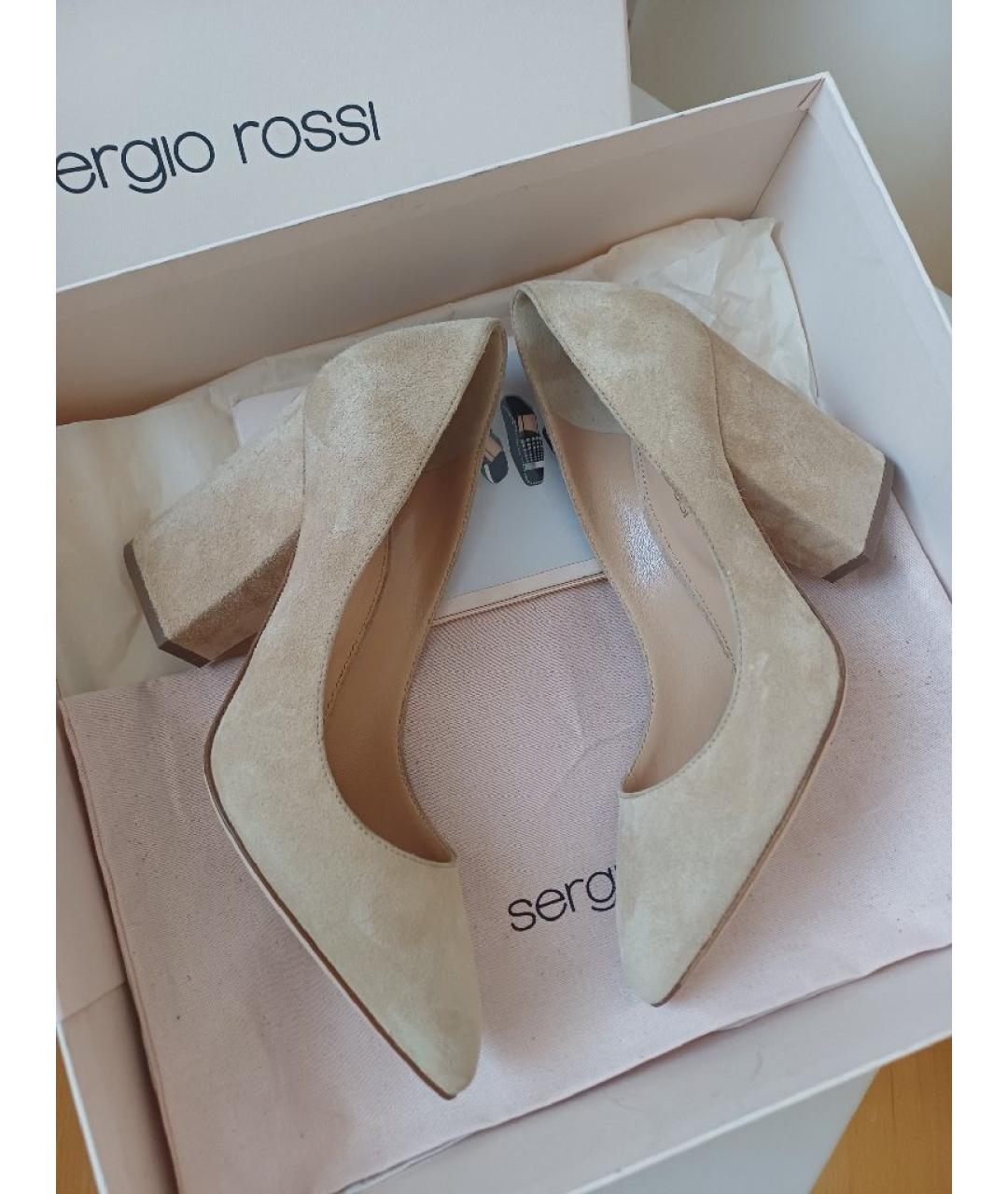 SERGIO ROSSI Бежевые замшевые туфли, фото 5