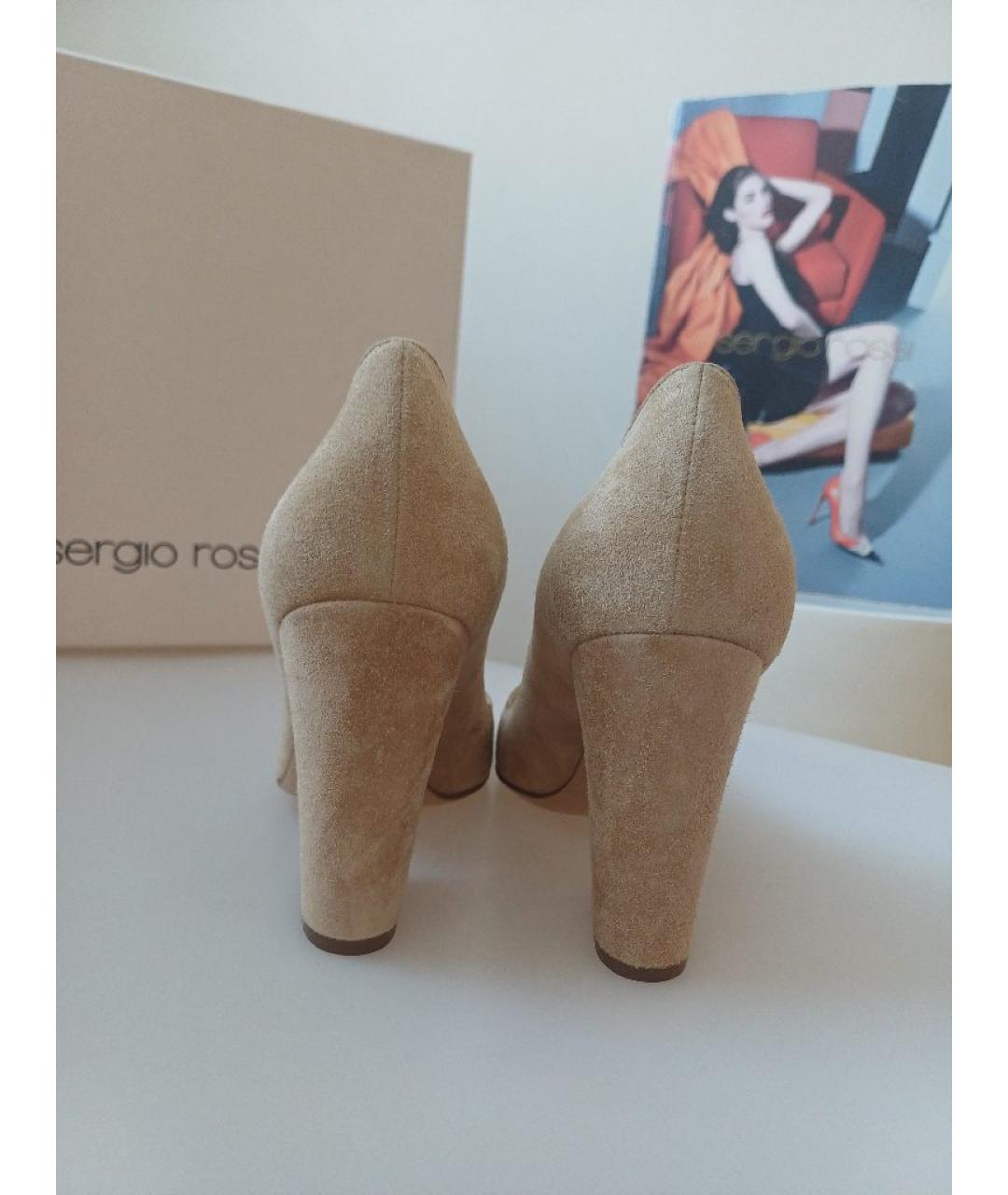 SERGIO ROSSI Бежевые замшевые туфли, фото 8