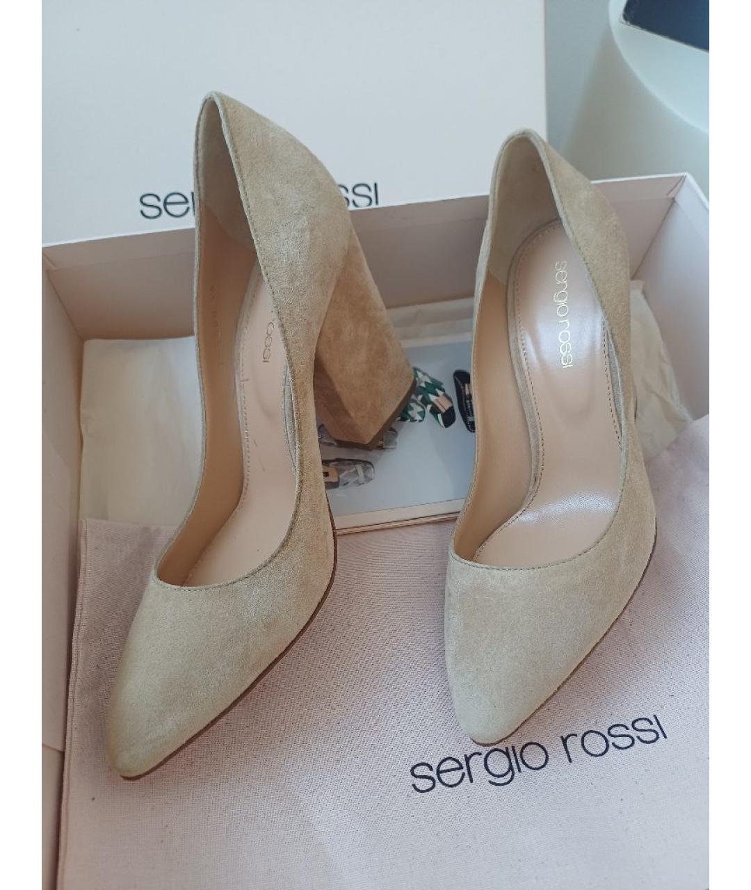 SERGIO ROSSI Бежевые замшевые туфли, фото 2