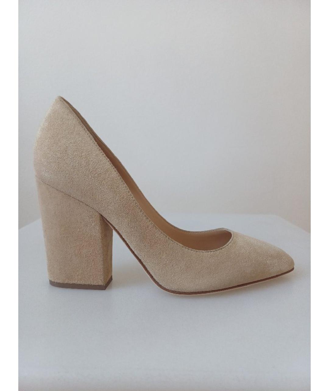 SERGIO ROSSI Бежевые замшевые туфли, фото 10
