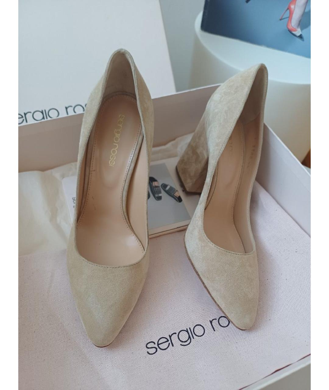 SERGIO ROSSI Бежевые замшевые туфли, фото 3