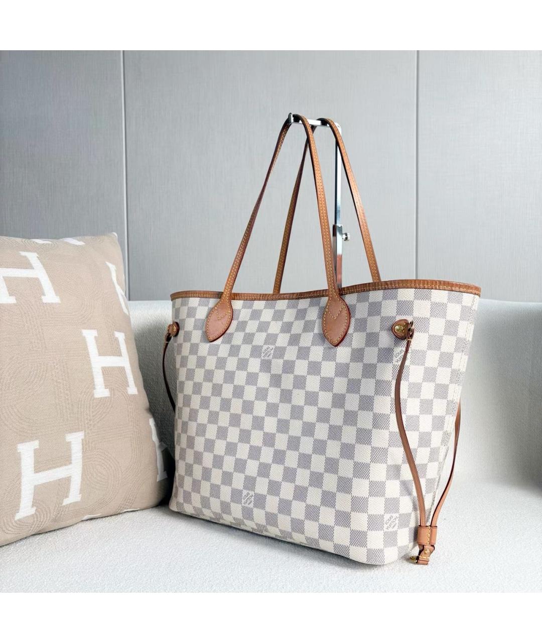 LOUIS VUITTON Белая кожаная сумка тоут, фото 6