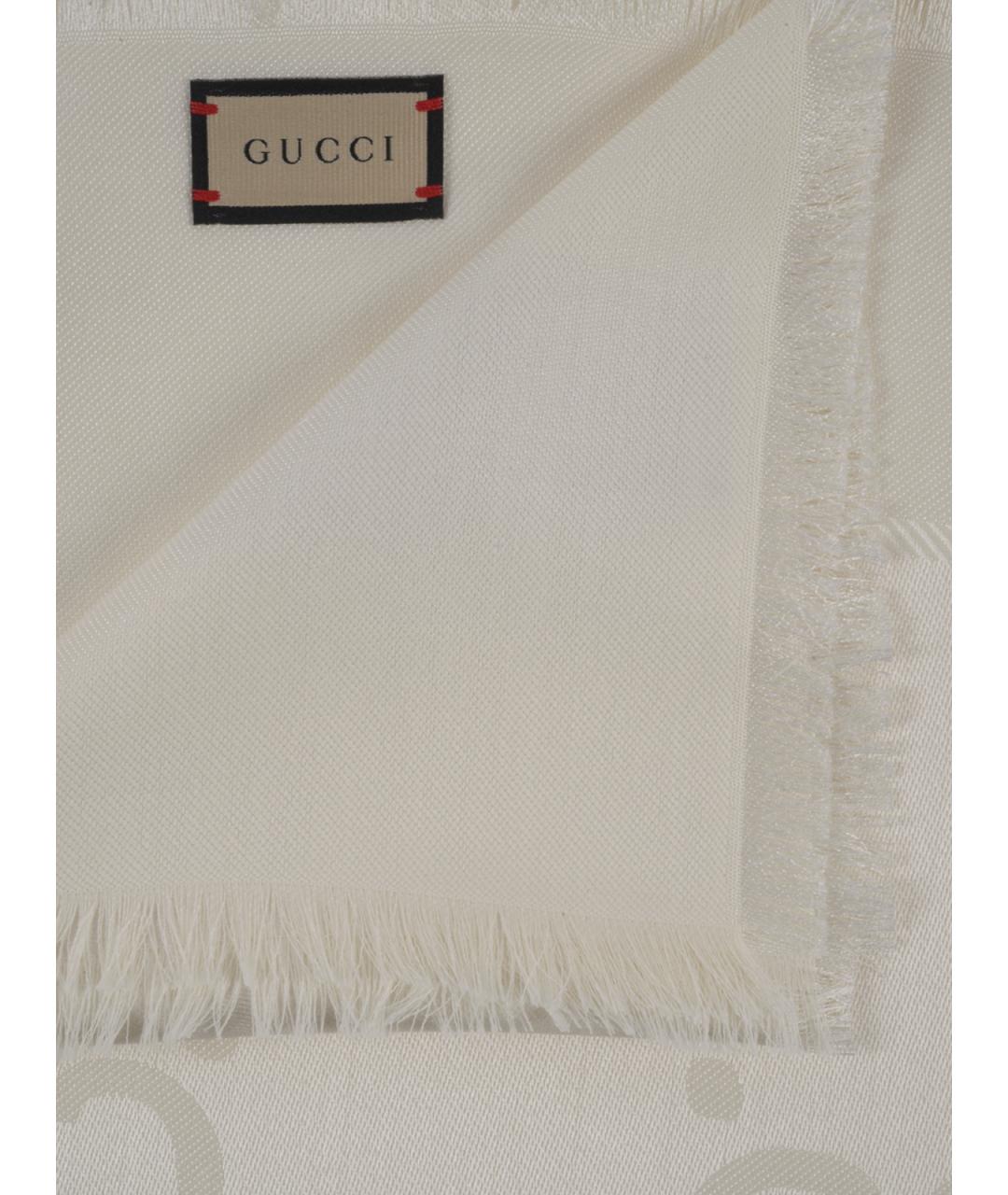 GUCCI Белый шерстяной шарф, фото 2