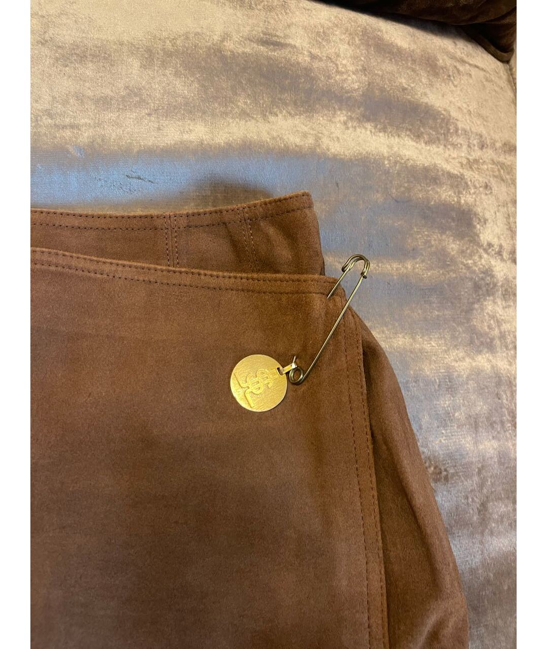 JEAN LOUIS SCHERRER Коричневая замшевая юбка мини, фото 4