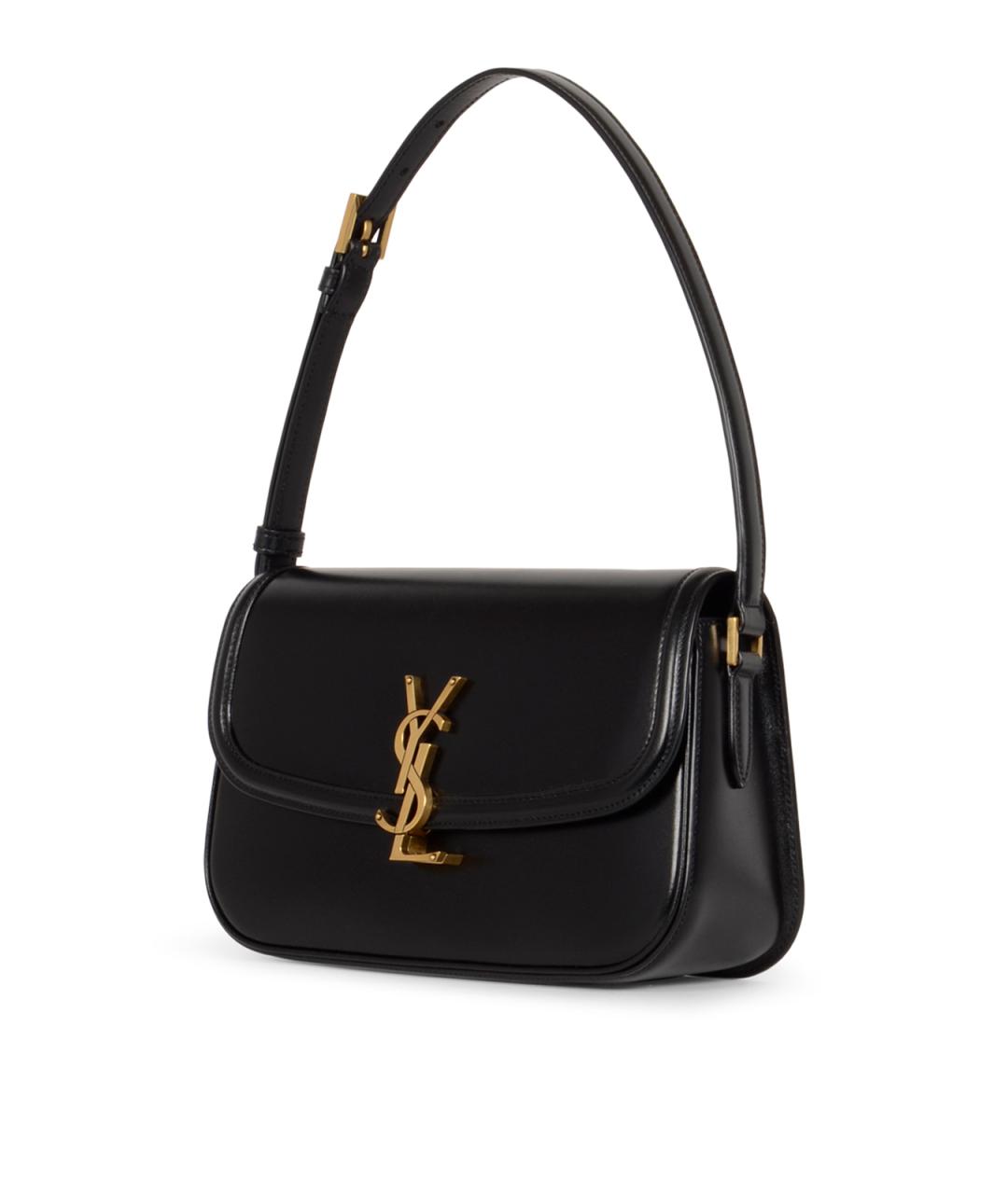 SAINT LAURENT Черная кожаная сумка через плечо, фото 2