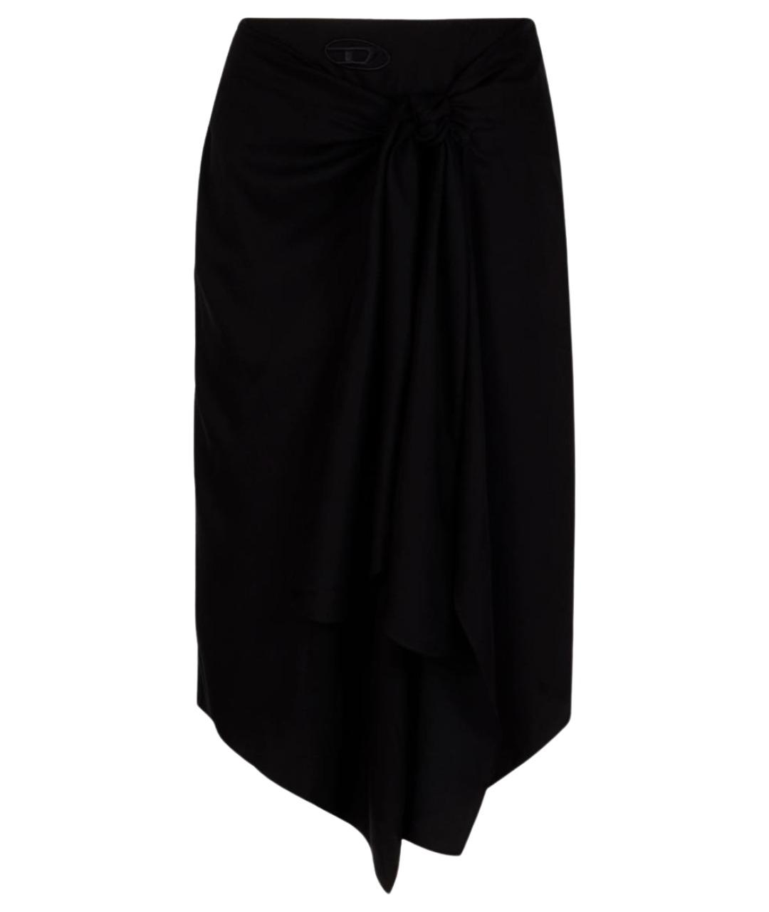 DIESEL Черная вискозная юбка миди, фото 1