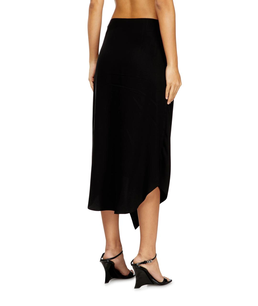 DIESEL Черная вискозная юбка миди, фото 6