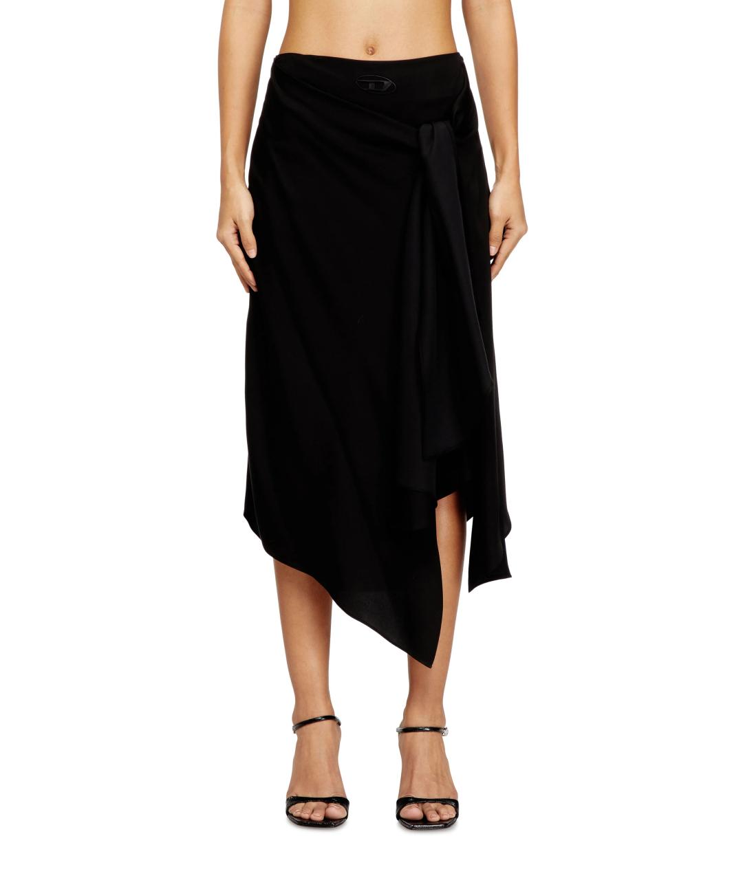 DIESEL Черная вискозная юбка миди, фото 5