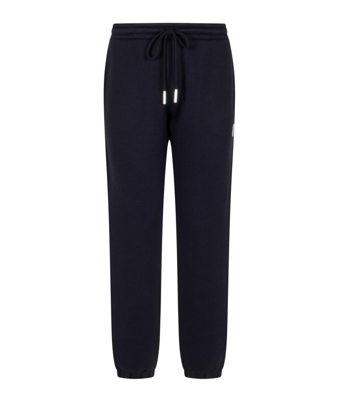 MONCLER Темно-синие хлопковые прямые брюки, фото 1
