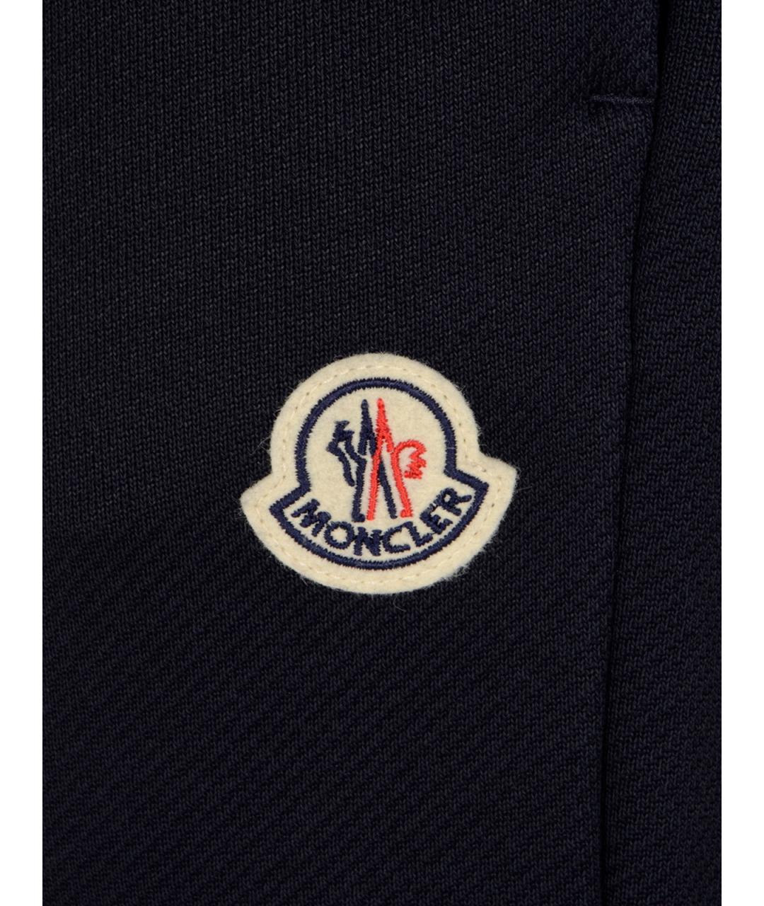 MONCLER Темно-синие хлопковые прямые брюки, фото 3