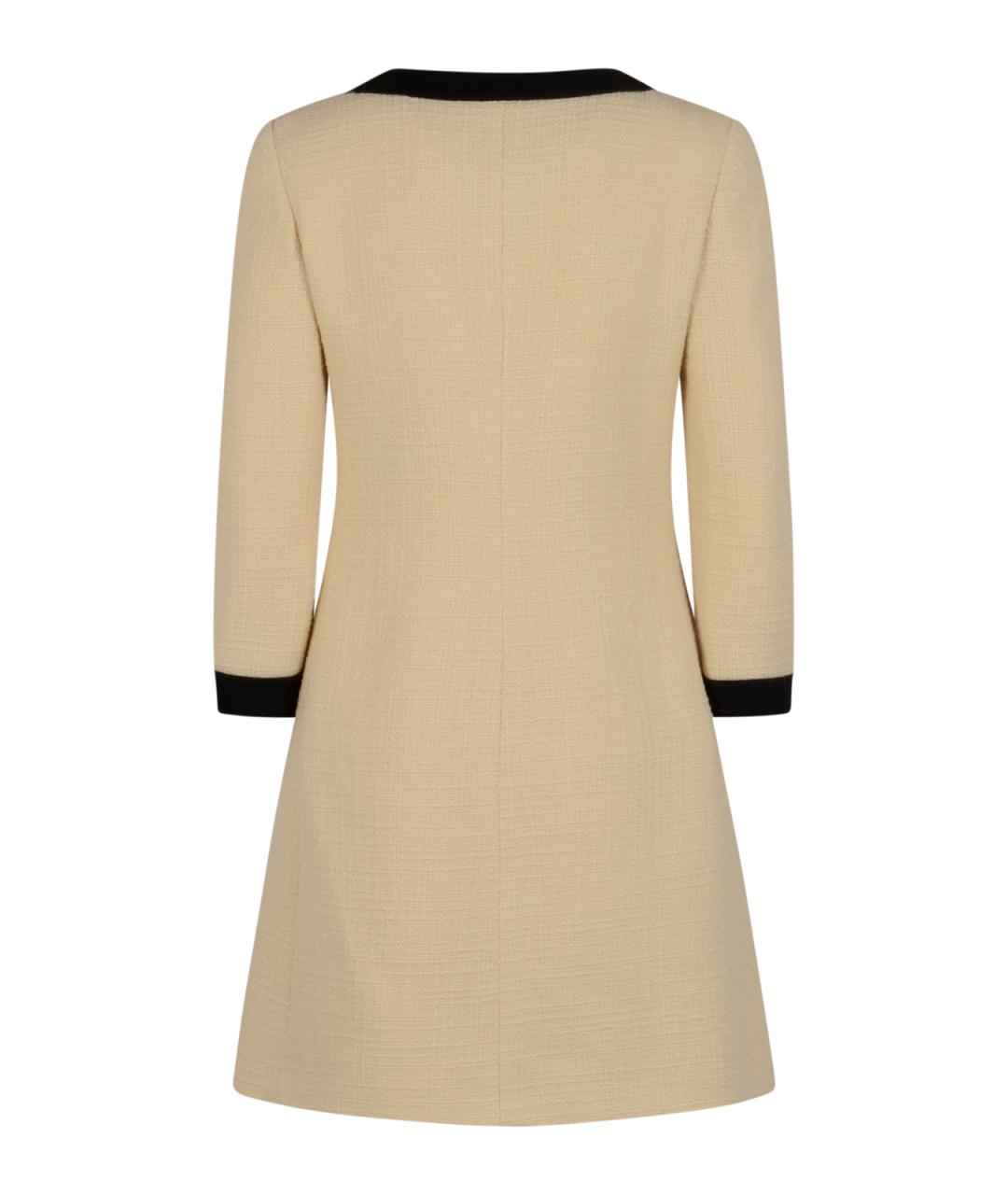 VALENTINO Бежевое шерстяное повседневное платье, фото 2