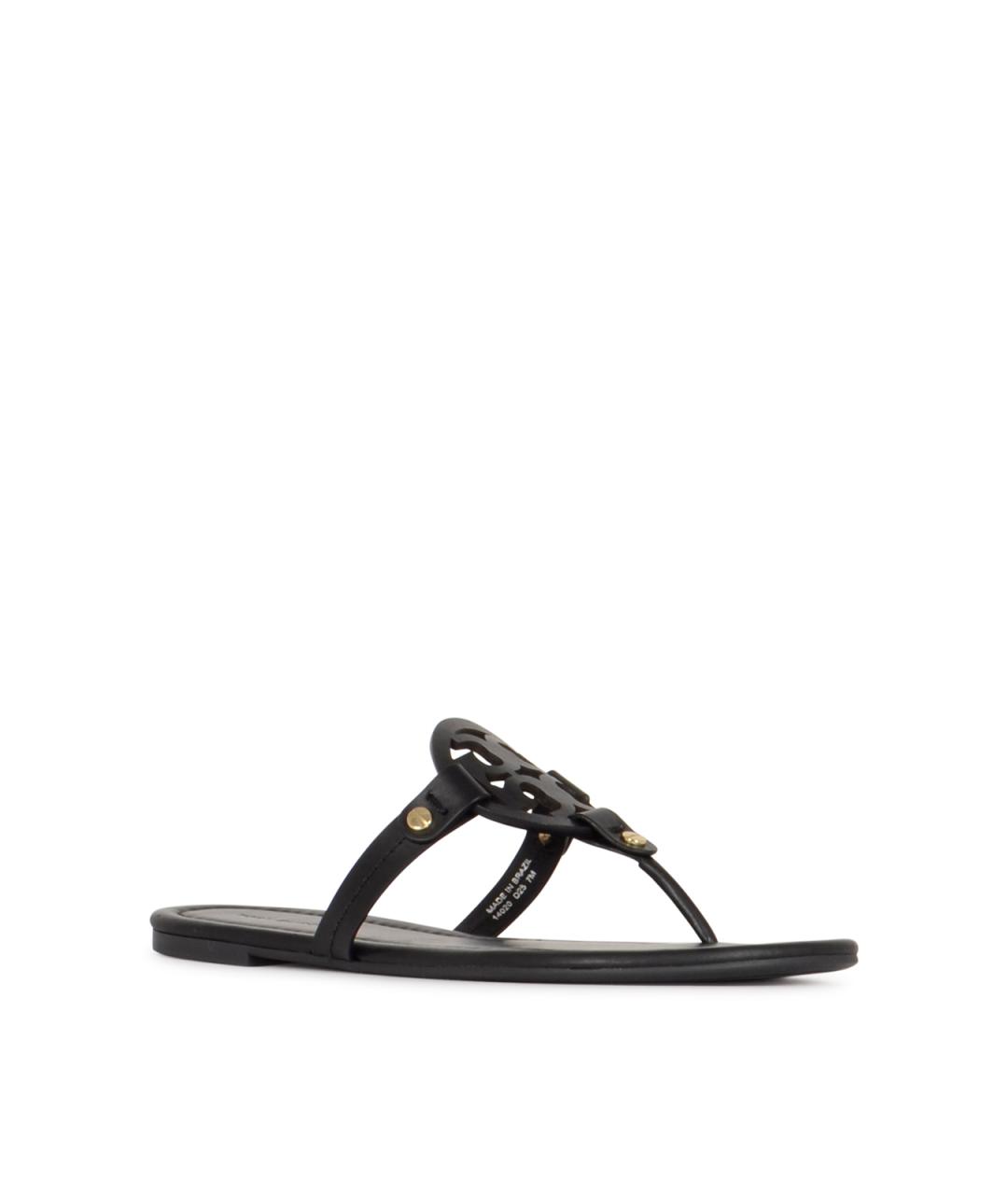 TORY BURCH Черные кожаные шлепанцы, фото 2