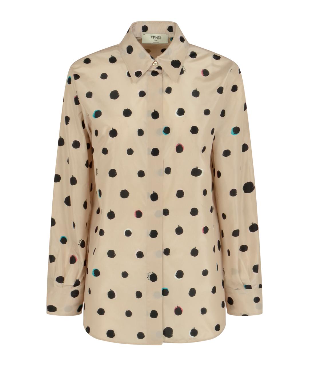 FENDI Бежевая шелковая рубашка, фото 1