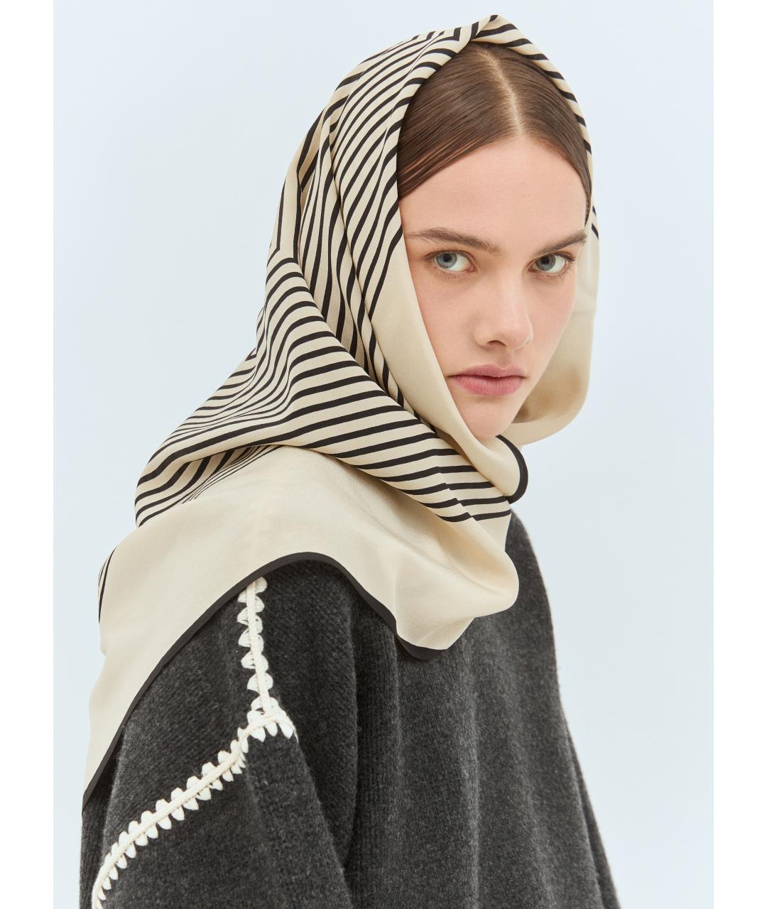 TOTEME Бежевый шелковый платок, фото 4