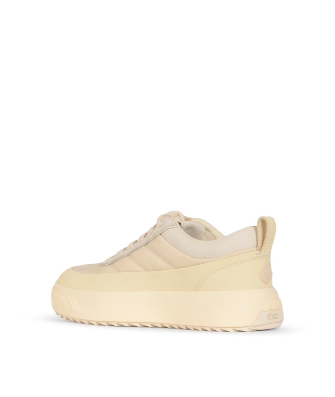 MONCLER Бежевые кожаные кроссовки, фото 3