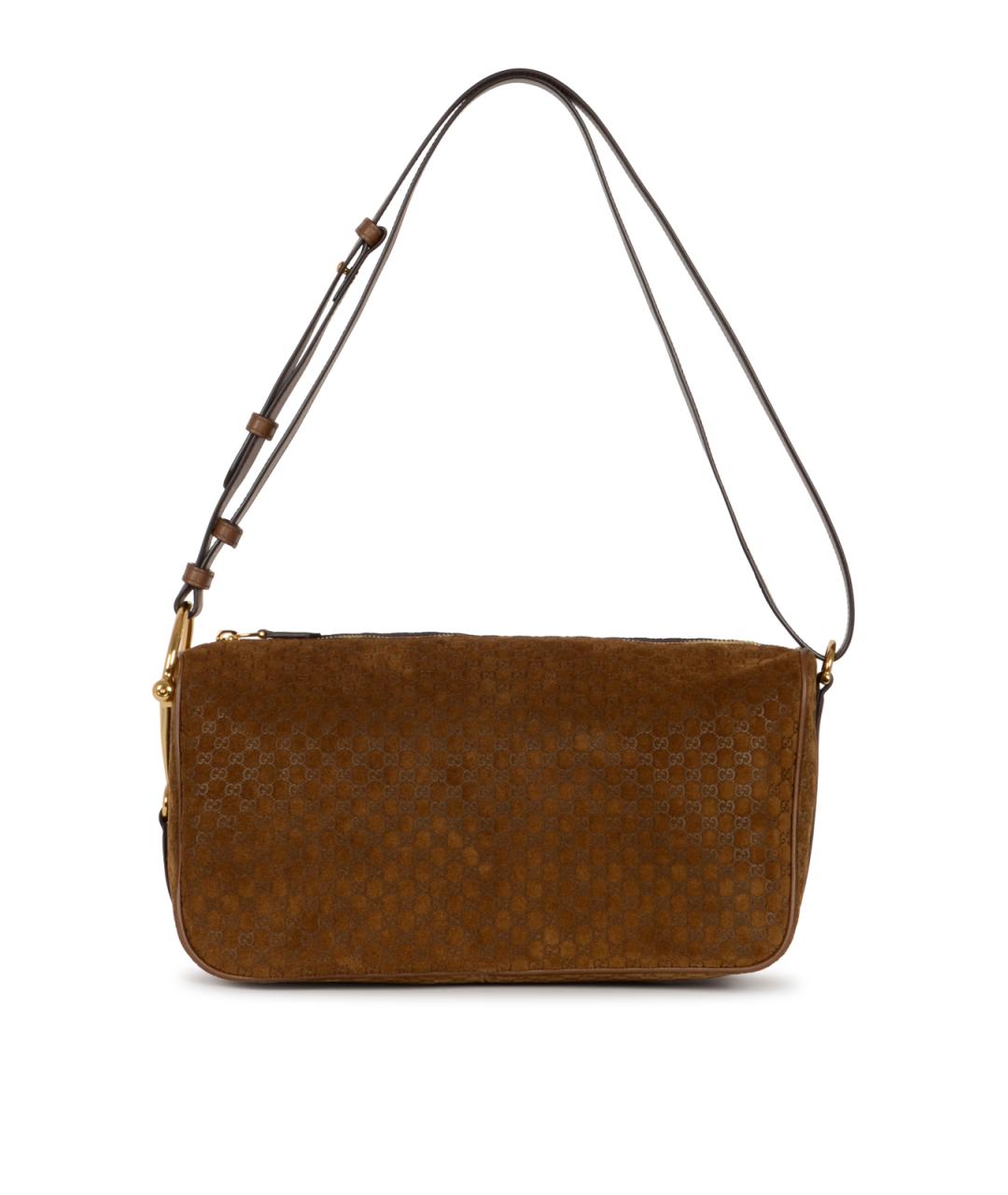 GUCCI Коричневая замшевая сумка через плечо, фото 1