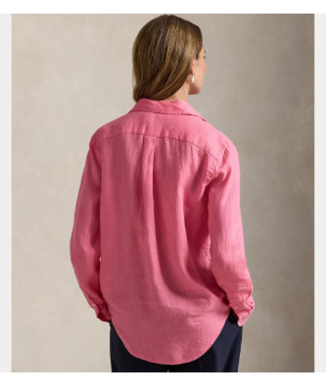 POLO RALPH LAUREN Розовая льняная рубашка, фото 5