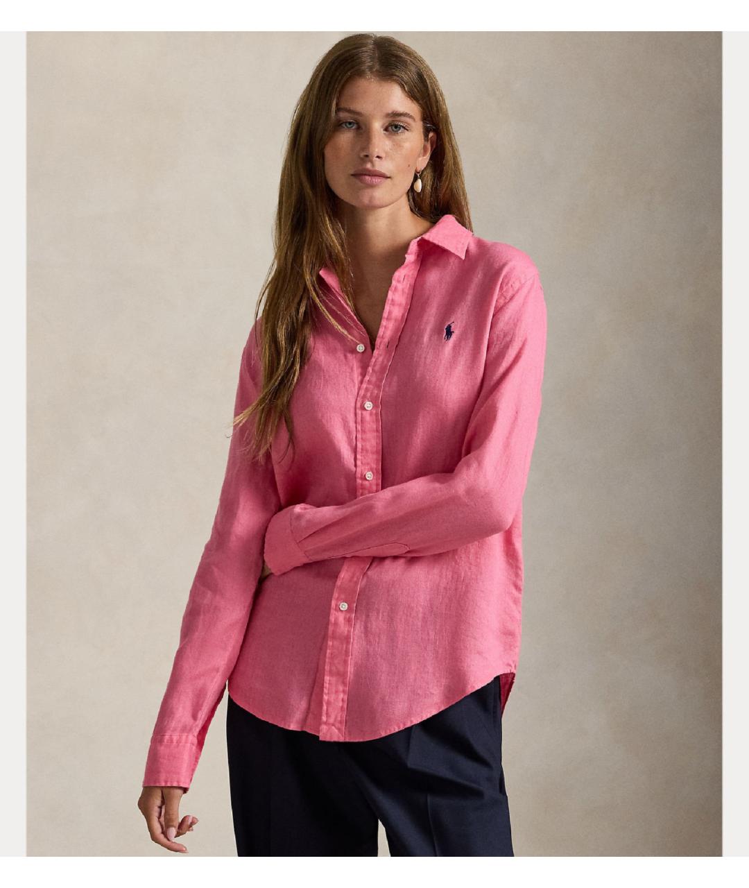 POLO RALPH LAUREN Розовая льняная рубашка, фото 4