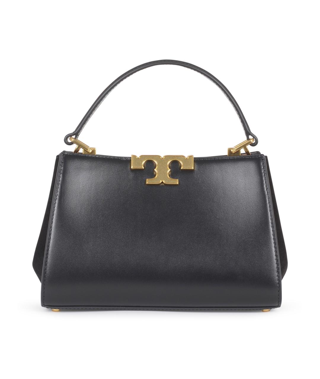 TORY BURCH Черная кожаная сумка с короткими ручками, фото 1