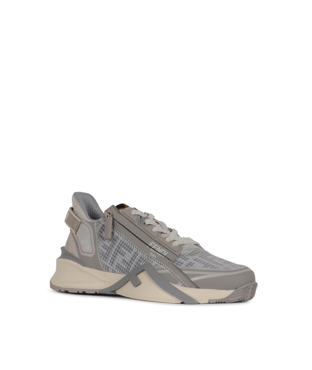 FENDI Серые текстильные низкие кроссовки / кеды, фото 2