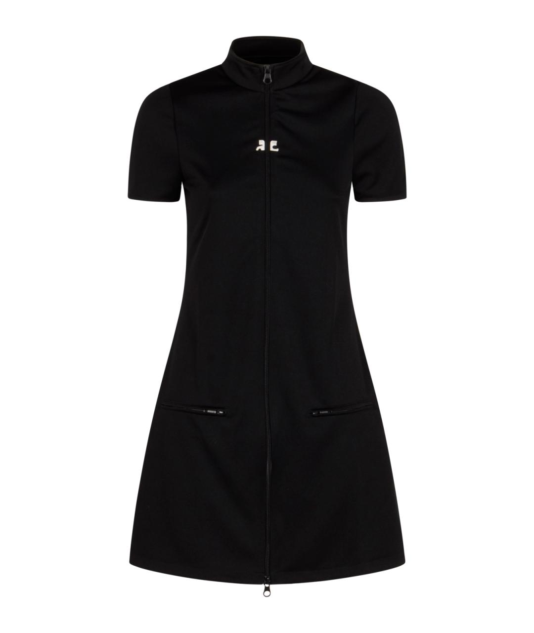 COURREGES Черное полиэстеровое повседневное платье, фото 1