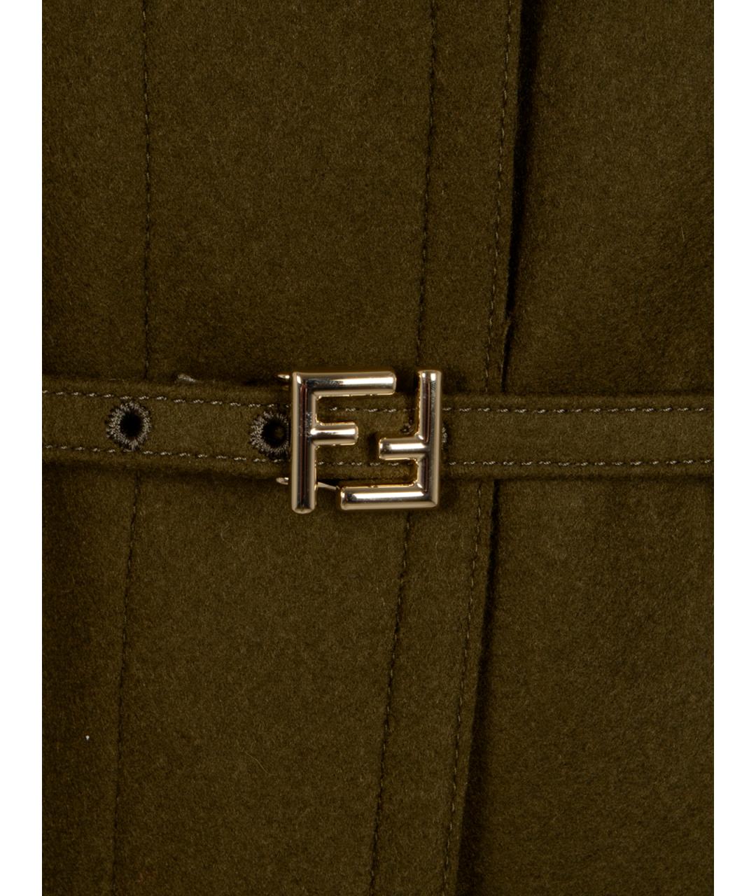 FENDI Зеленые шерстяное пальто, фото 3