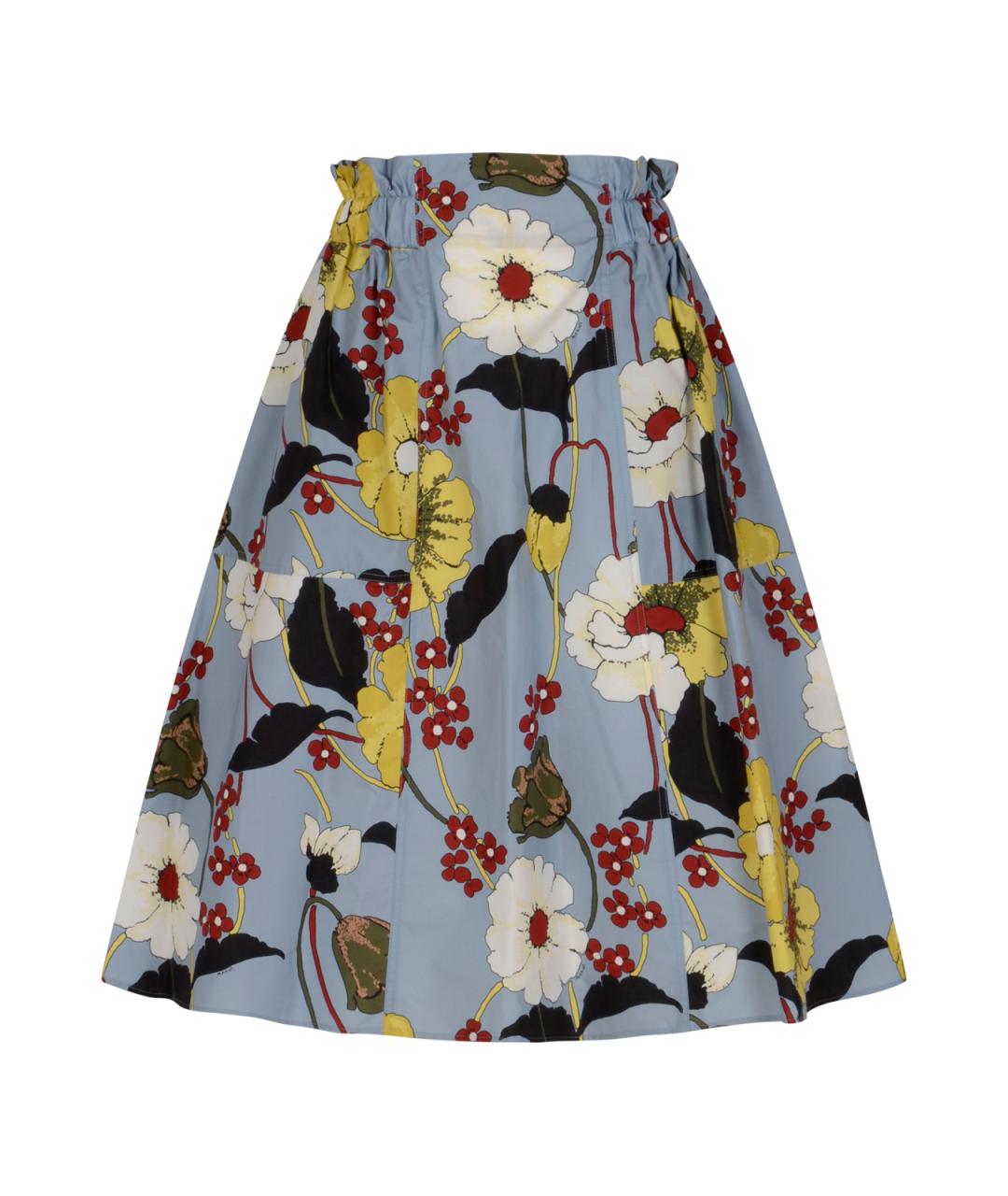 MARNI Голубая хлопковая юбка миди, фото 1