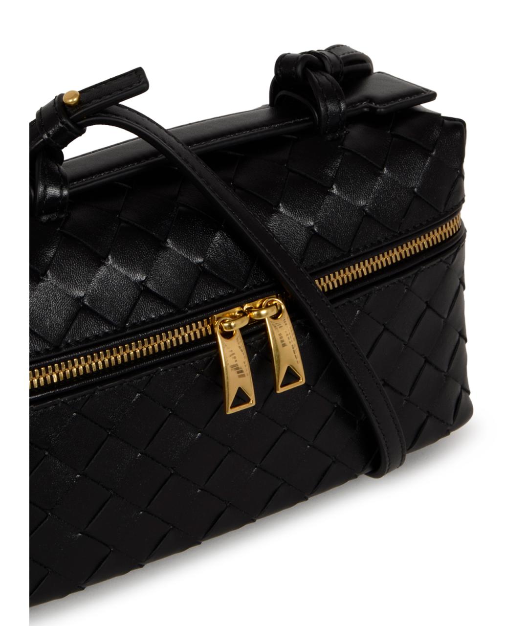 BOTTEGA VENETA Черная кожаная сумка через плечо, фото 4