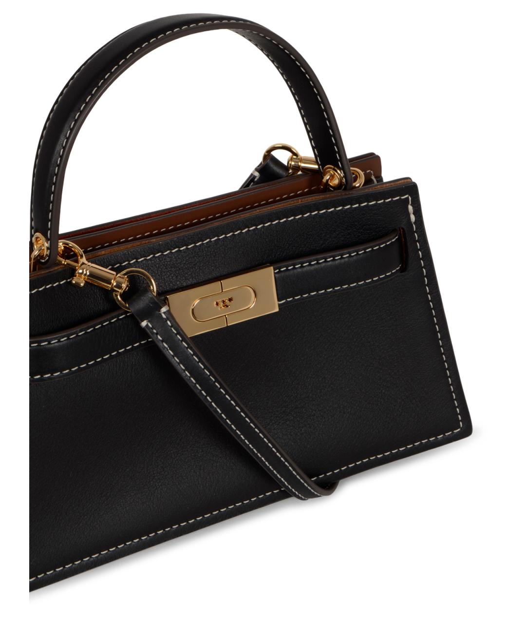 TORY BURCH Черная кожаная сумка с короткими ручками, фото 4