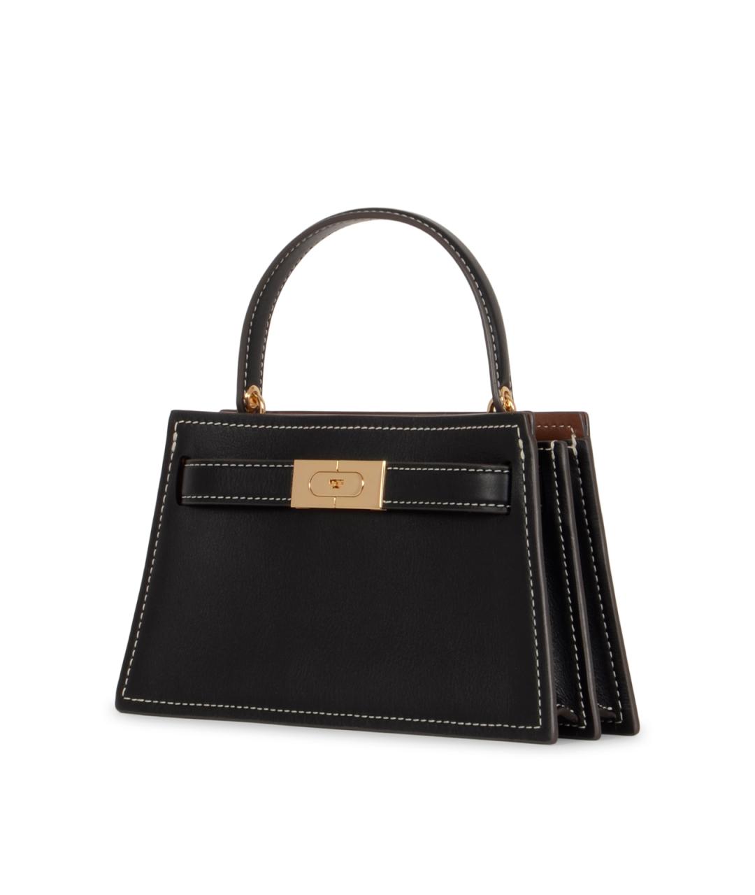 TORY BURCH Черная кожаная сумка с короткими ручками, фото 2