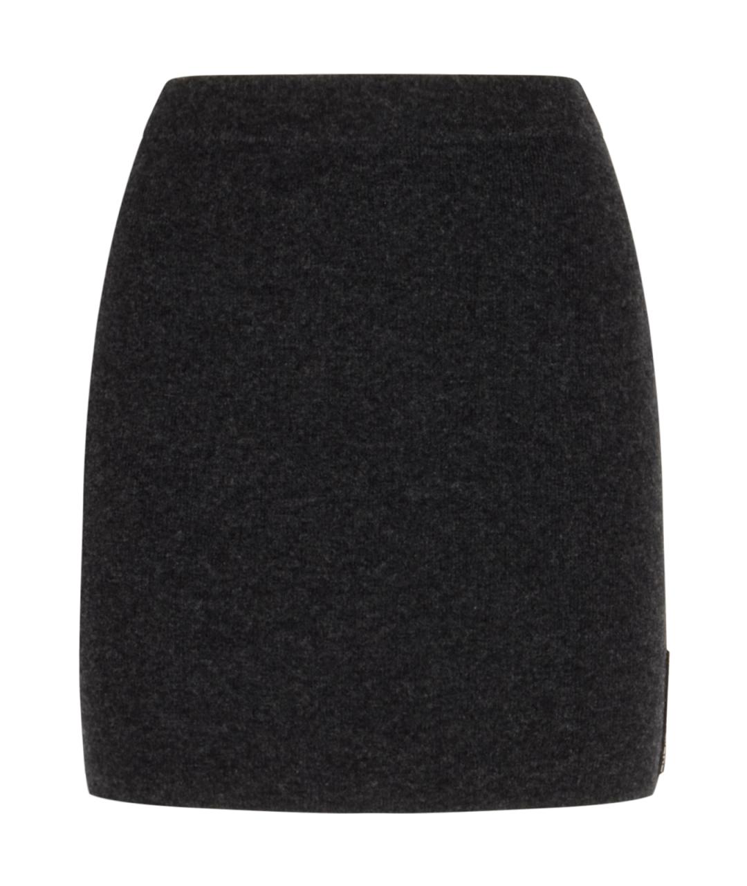 ALEXANDER WANG Антрацитовая шерстяная юбка мини, фото 1
