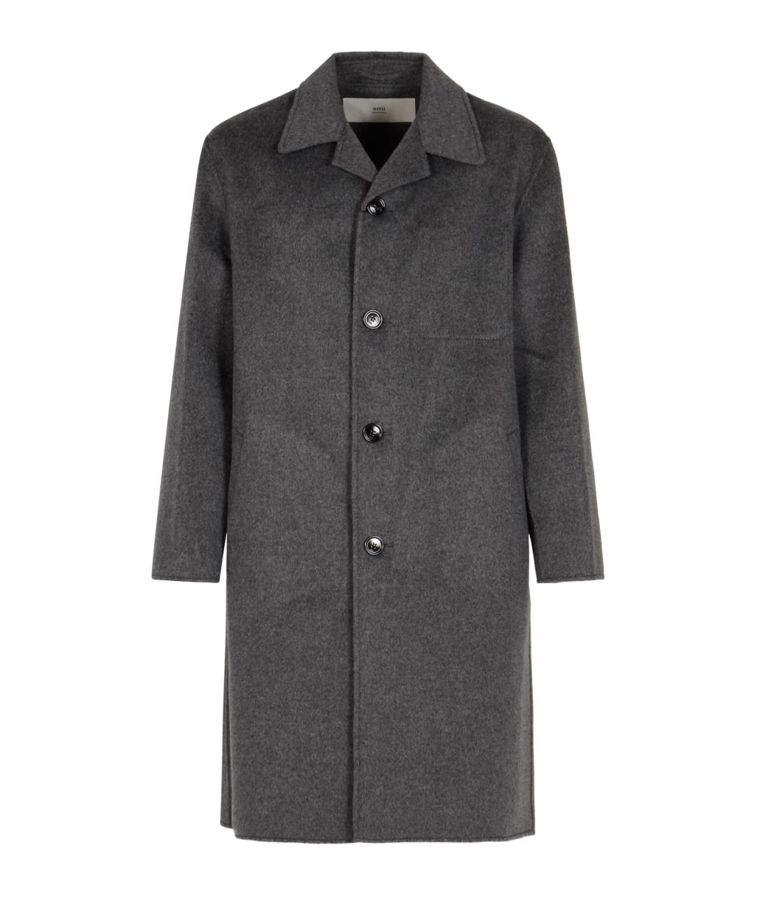 Ami Paris Серое шерстяное пальто, фото 1